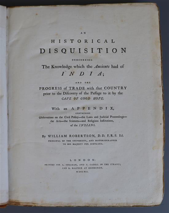 Robertson, William - An Historical Disquisition Concerning the Knowledge which the Ancients had of India...,
